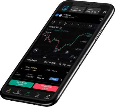 Phone with opened trading platform